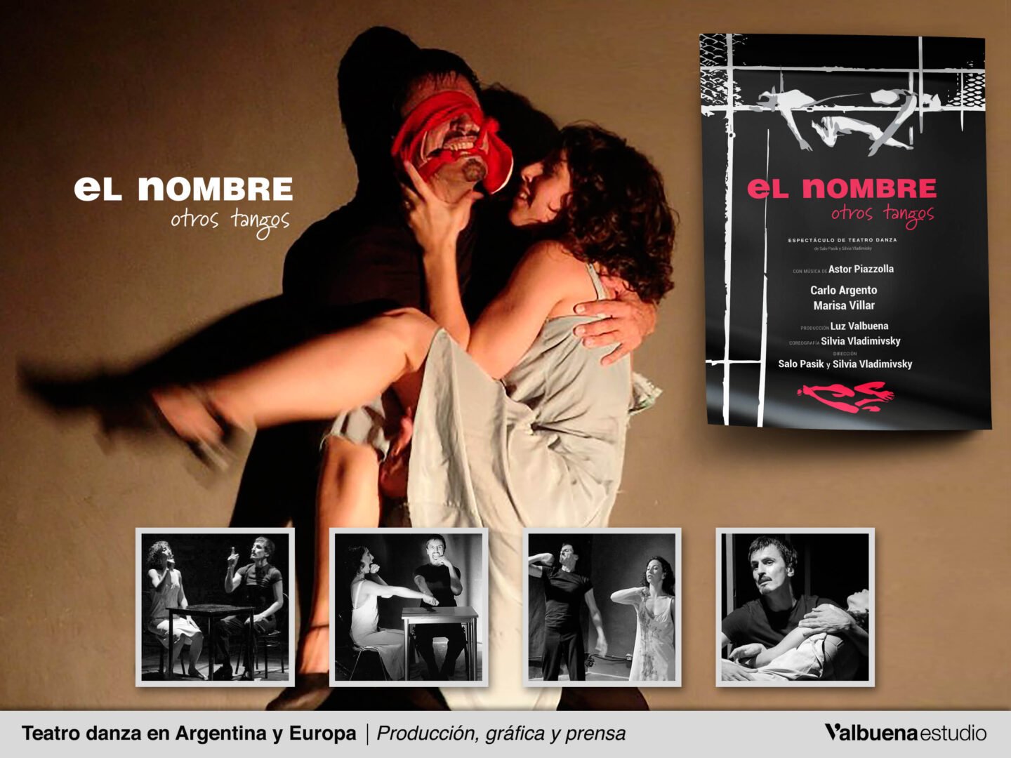 Foto de escena y muestra de piezas gráficas